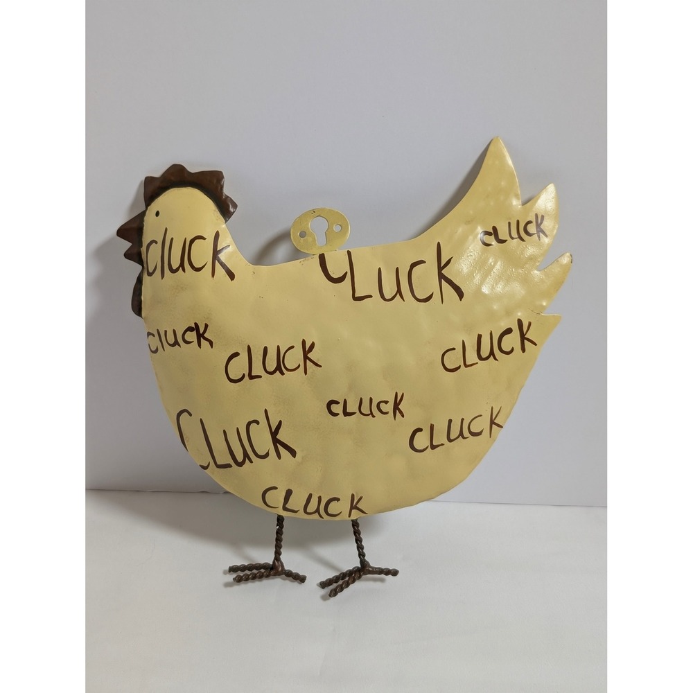 Vintage Chicken Metal Wall Plaque Yellow Farmhouse Rustic Decor 2005